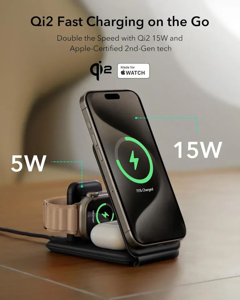 ESR Qi2 3 in 1 Travel Wireless Charging Set - Image 4