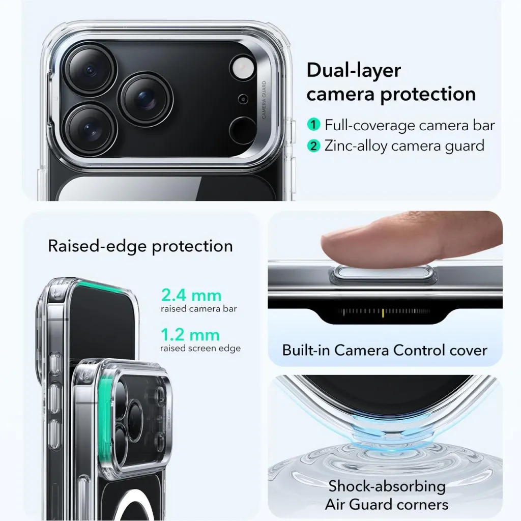 ESR Clear Hybrid MagSafe Case with Stash Stand for iPhone 17 Series - Image 4